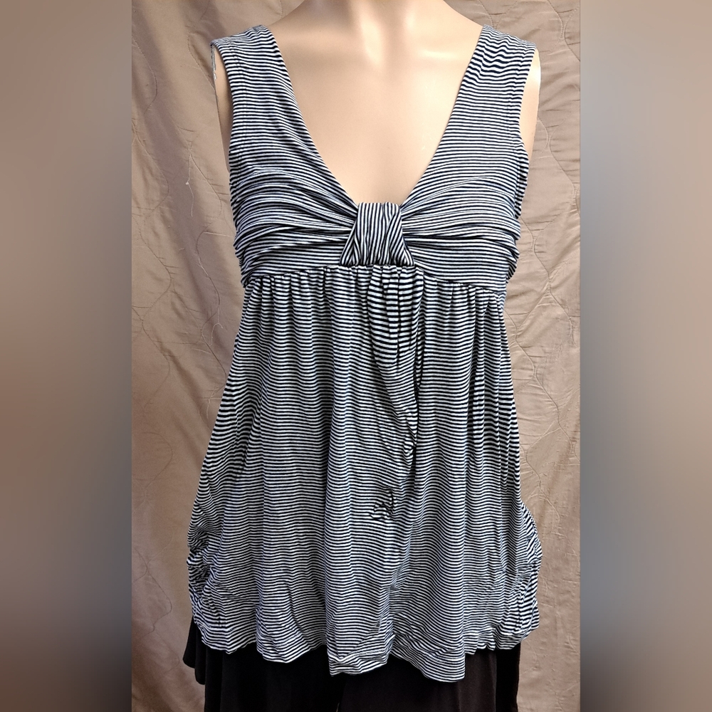 Fighting Eel Hawai'I, Gathered-bodice Tank Top, navy blue/white stripe, M